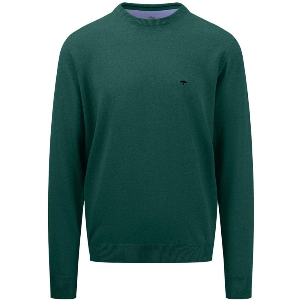 FYNCH HATTON CLASSIC ROUND NECK DARK EMERALD MEN SWEATER